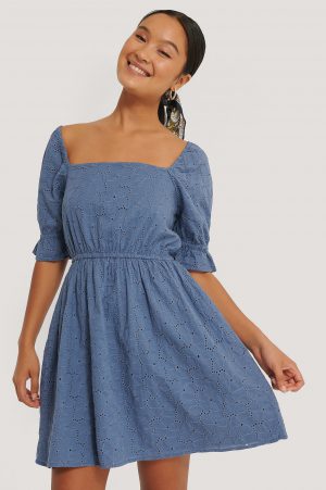 NA-KD Boho Miniklänning Med Broderade Detaljer - Blue