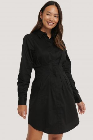 NA-KD Trend Miniskjortklänning Med Instoppad Midja - Black