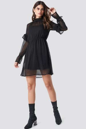 Rut&Circle Swiss Dot Dress - Black