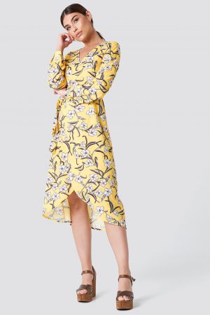 Rut&Circle Flower LS Wrap Dress - Multicolor