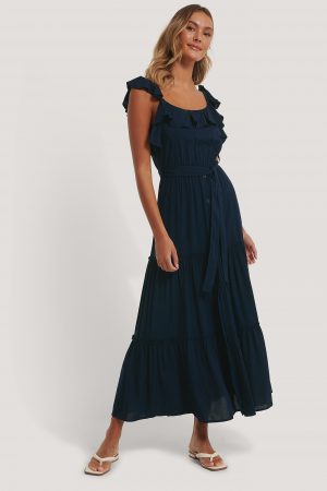 Trendyol Maxiklänning Med Bältesdetalj - Blue
