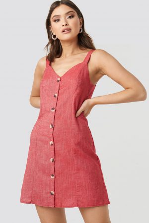 Trendyol Button Detail Mini Dress - Red