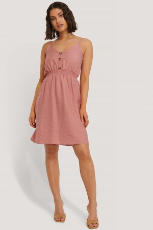 Trendyol Button Detail Mini Dress - Pink