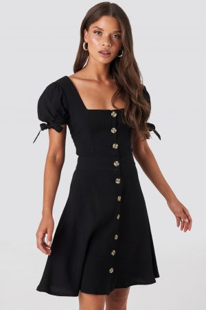 Trendyol Front Button Knot Detailed Dress - Black