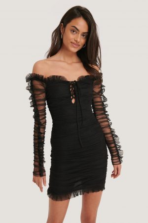 Trendyol Draperad Miniklänning Med Detaljer - Black