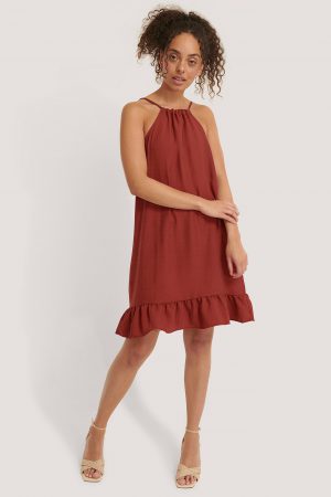 Trendyol Miniklänning Med Volangdetalj - Burgundy
