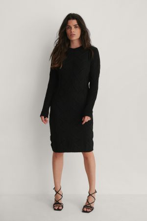 Trendyol Stickad Klänning - Black
