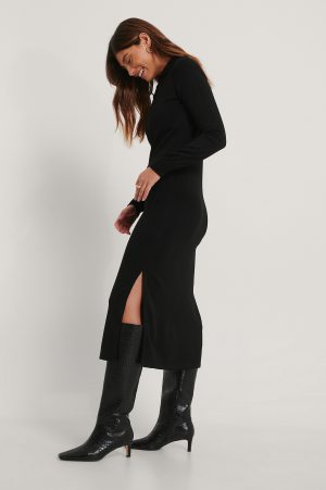 Trendyol Stickad Midiklännning - Black