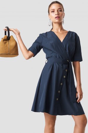 Trendyol Wrap Around Button Detailed Dress - Blue