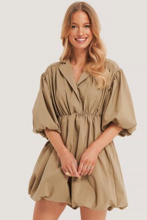Trendyol Miniklänning Med 3/4 Ballongärm - Beige