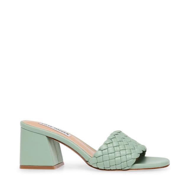 Gröna högklackade sandaler med slip-on/slip-in